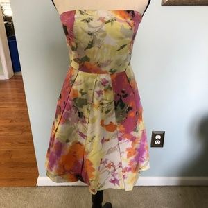 JCrew Floral strapless party dress